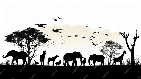 Premium AI Image | animals silhouette in black color