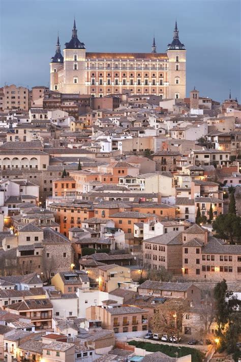 Toledo Skyline View at Sunset with Alcazar. Spain Stock Photo - Image ...