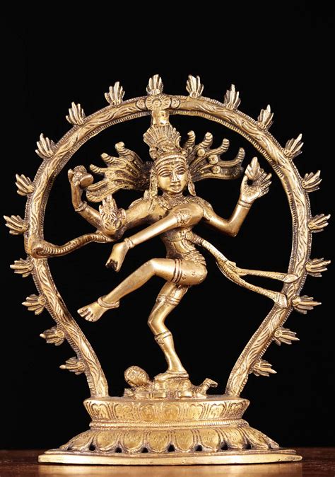 Brass Dancing Nataraja Statue with Oval Arch 9" (#89bs163z): Hindu Gods ...