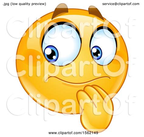 Clipart of a Yellow Emoji Smiley with a Hesitative Expression - Royalty ...