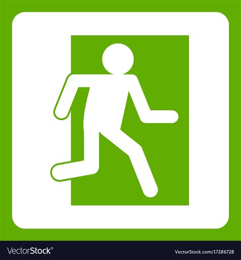 Fire exit sign icon green Royalty Free Vector Image