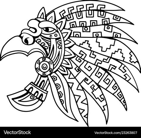 Aztec Eagle Warrior Headdress Drawing