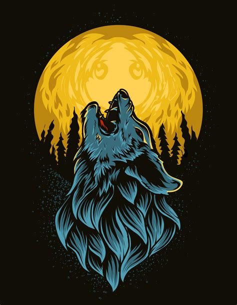 illustration vector wolf roaring on the moon 3726506 Vector Art at Vecteezy