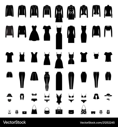 Women clothes silhouettes set isolated on white Vector Image