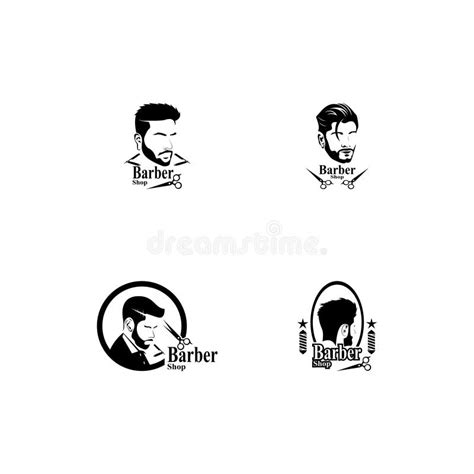 Barber Shop Hair Style Silhouette Vector Template Stock Illustration - Illustration of ...