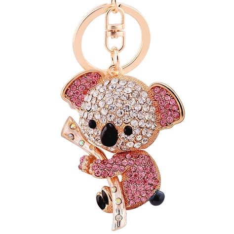 EASYA Key Keychain Cute Animal Keychains Crystal Rhinestone Key Chain ...