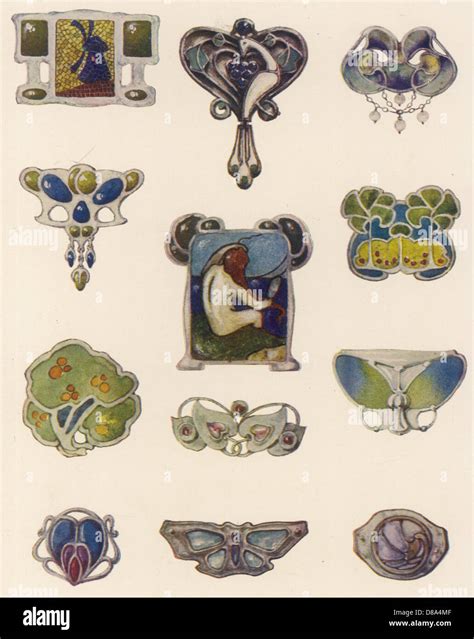 Art Nouveau Brooches Stock Photo - Alamy