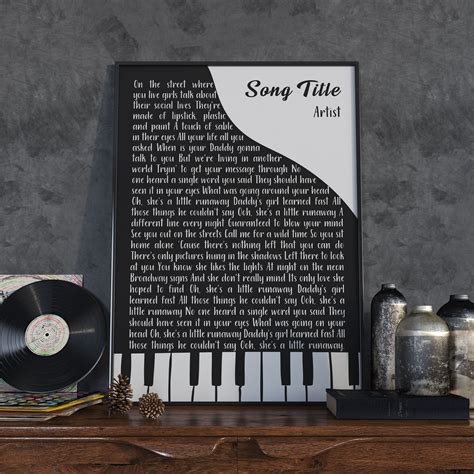 Custom Song Lyrics Wall Art Printable Wall Art Song Lyrics | Etsy