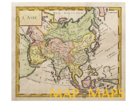 Asia China India Antique Old Map L’Asie by Vaugondy 1750 | Mapandmaps