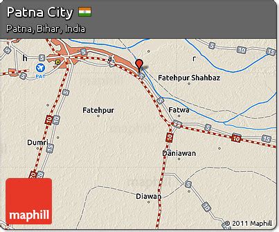 Free Shaded Relief Map of Patna City