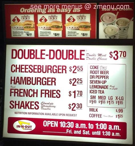 Online Menu of In-N-Out Burger Restaurant, Lodi, California, 95242 - Zmenu