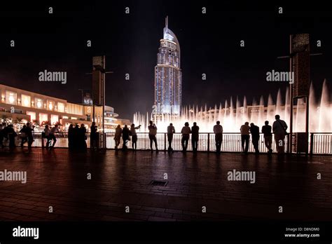 Light show of the Burj Khalifa Park Fountains, Downtown Dubai, Dubai ...