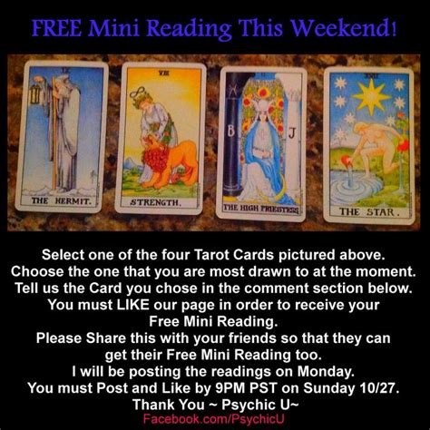 Get Your FREE Mini Reading This Weekend. Psychic Tarot Card Readings ...