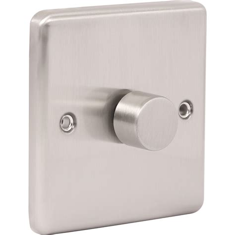 Wessex Brushed Stainless Steel Dimmer Switch 1 Gang 400W | Toolstation