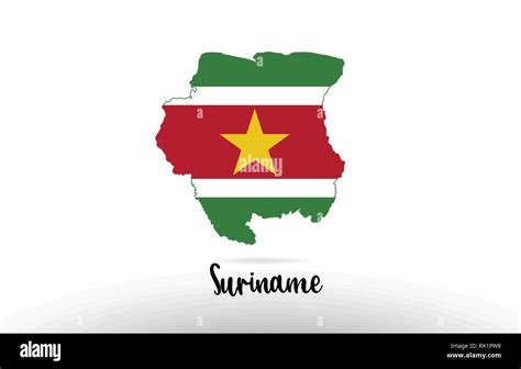 Suriname country flag inside country border map design suitable for a logo icon design Stock ...