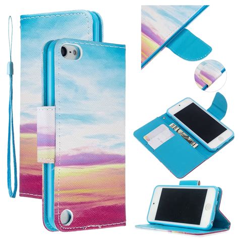 iPod Touch 6 Case, iPod Touch 7 Case, Allytech Slim Folio Flip PU Leather Kickstand Cards Slots ...