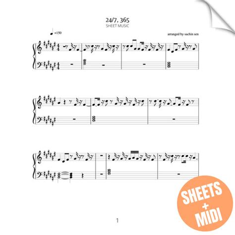 24/7, 365 (SHEET MUSIC & MIDI) | Sachin Sen