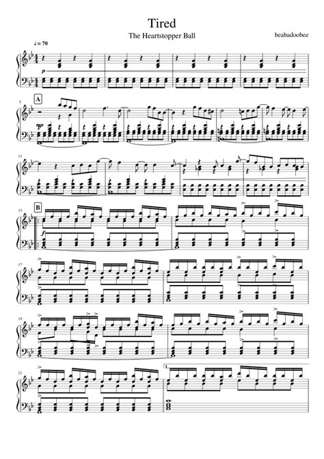 Tired – beabadoobee (from Heartstopper) Sheet music for Piano (Solo) | Musescore.com