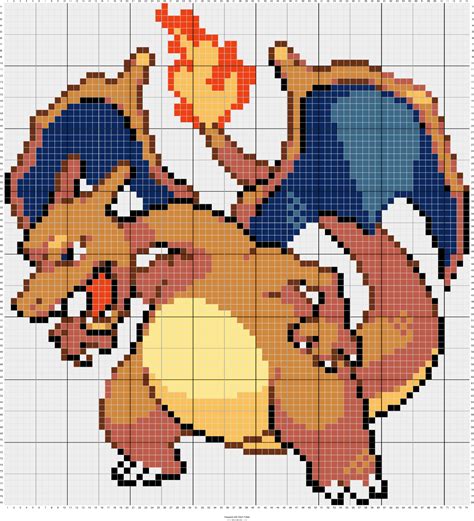 charizard pixel art grid - whitespotsonhealingtattoo