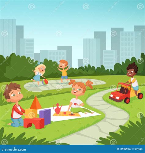 Childrens Playing. Vector Funny Characters Isolate On White ...