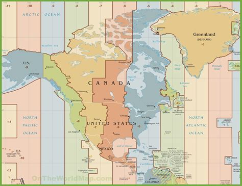 North America time zone map | North america map, Time zone map, North america