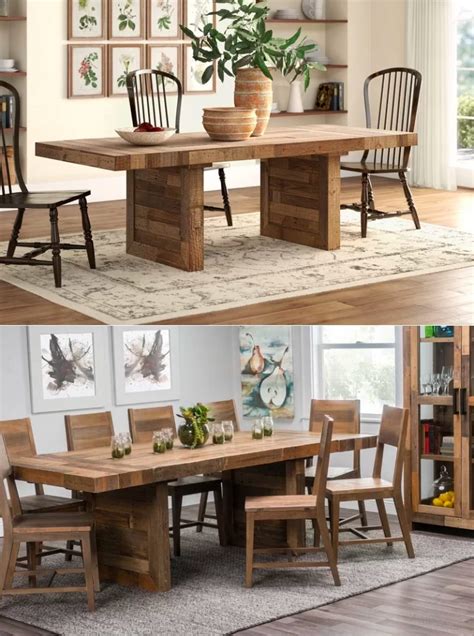 Solid Wood Extendable Dining Table Distressed Farmhouse Furniture Seats ...