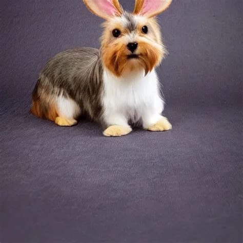 a floppy - eared bunny and yorkie dog hybrid, bunny - | Stable Diffusion