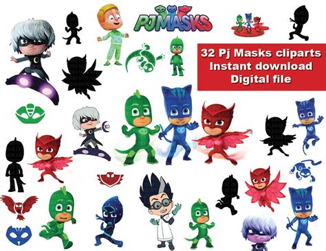 INSTANT DL 30 x Pj Masks clipart png printable Digital