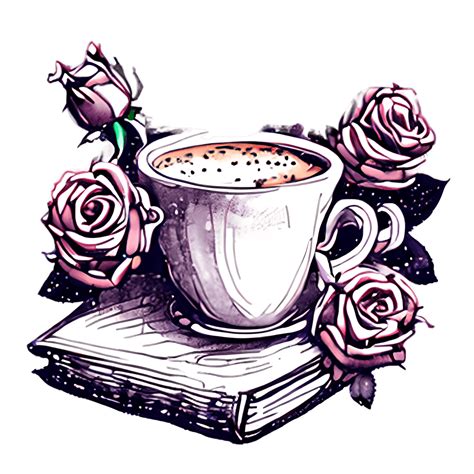 Coffee and Roses Digital Graphic · Creative Fabrica