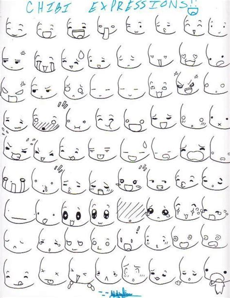 Chibi face- Simple expressions | Esbozos, Tutoriales de dibujo ...