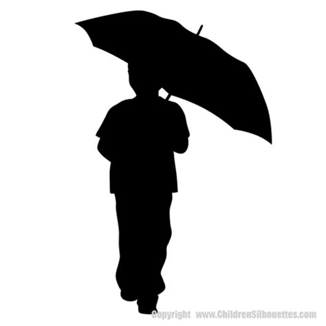 BOY HOLDING UMBRELLA WALL SILHOUETTE DECAL Child with an Umbrella