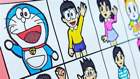 Drawing DORAEMON | How to draw Doraemon Nobita Shizuka Dorami Gian Suneo Dekisugi Jaiko - Phim ...