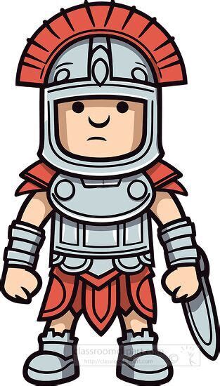 Ancient Rome Clipart-ancient roman soldier in uniform cartoon style