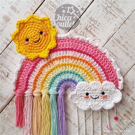 Rainbow Wall Hanging Crochet Pattern / Rainbow Pattern Deco Crochet ...