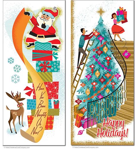 Beautifully illustrated Mid-century Modern Christmas Cards