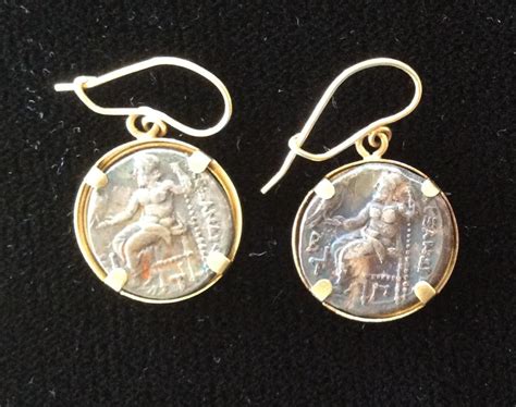 Ancient Greek Silver Drachma Earrings