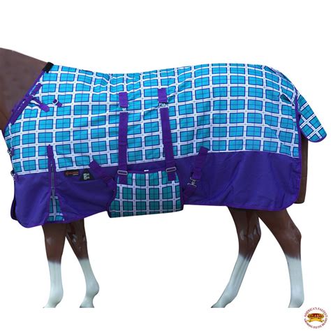 72" Hilason 1200D Waterproof Turnout Winter Horse Blanket Plaid Turquoise - Walmart.com ...