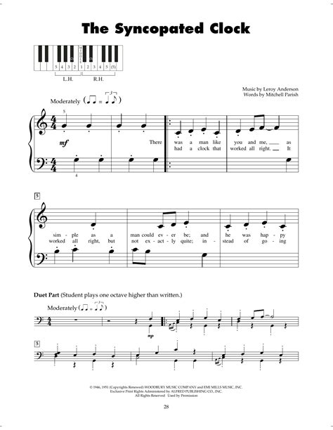 The Syncopated Clock Sheet Music | Leroy Anderson | 5-Finger Piano