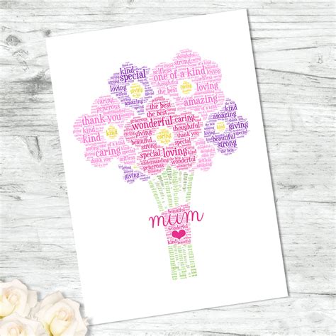 Personalised Flower Bouquet Word Art Print – Violet Grace