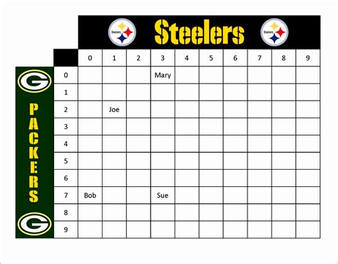 Printable Football Squares Template Excel - Printable Templates