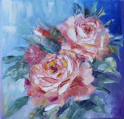 Oil painting - Pink Roses. Sold. - MilaMirosh