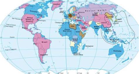 Map Of The World 1945 - Zip Code Map