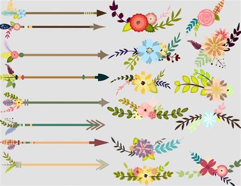 Flowers and arrow collection Vector | Free Download