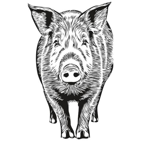 Premium Vector | Realistic pig vector hand drawn animal illustration hog