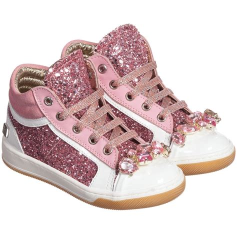 Girls Pink Patent Leather & Glitter Trainers | Girls wedge sneakers, Cute baby shoes, Kid shoes