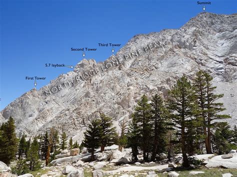 Features on North Ridge of Lone Pine Peak.