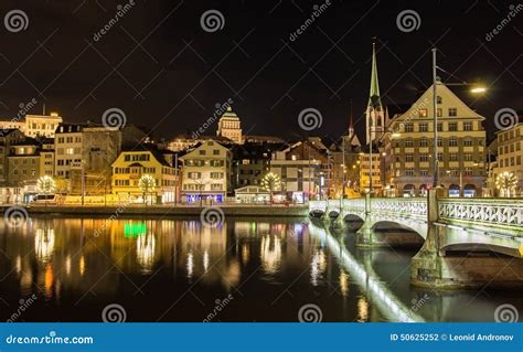 Old Town of Zurich at Night Stock Photo - Image of academic, capital ...