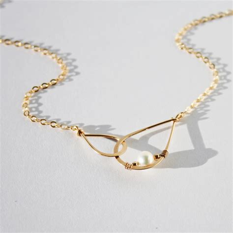 Gold Infinity Necklace with Pearl » Gosia Meyer Jewelry