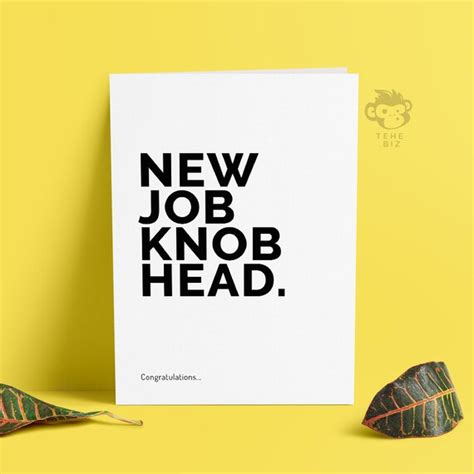 Funny New Job Cards New Job Knob Head Card Profanity Cards | Etsy