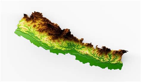 Premium Photo | Nepal map shaded relief map 3d illustration